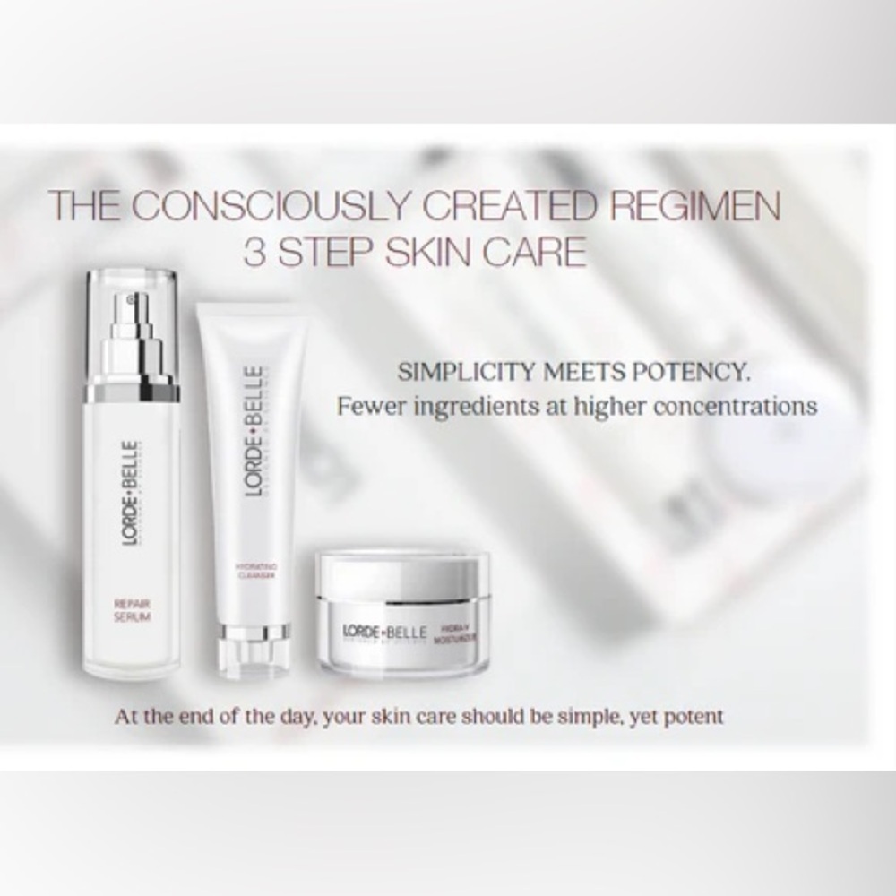 LORDE + BELLE Anti-Aging Skincare Regimen Serum, Moisturizer, Cleanser Set NIB - Picture 3 of 3